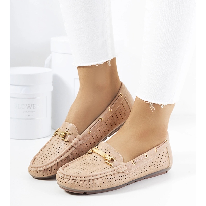 Townleyrosa loafers för dam beige 1