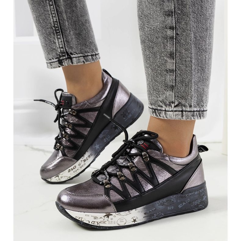 Grå metallic ballard sneakers silver- 1