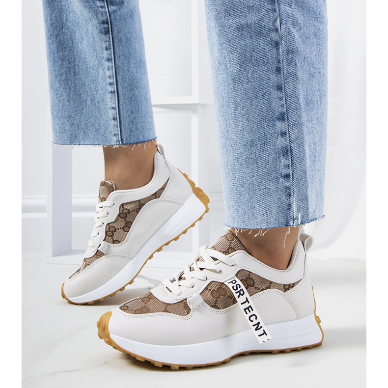 Beige Bommel-sneakers för kvinnor 1