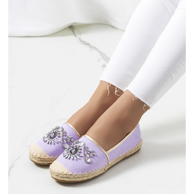 PA1 Violett espadrillor med cubic zirconias Block purpur 1
