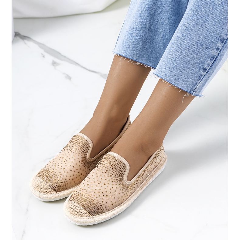 Beige espadrillor med Punter cubic zirconia 1
