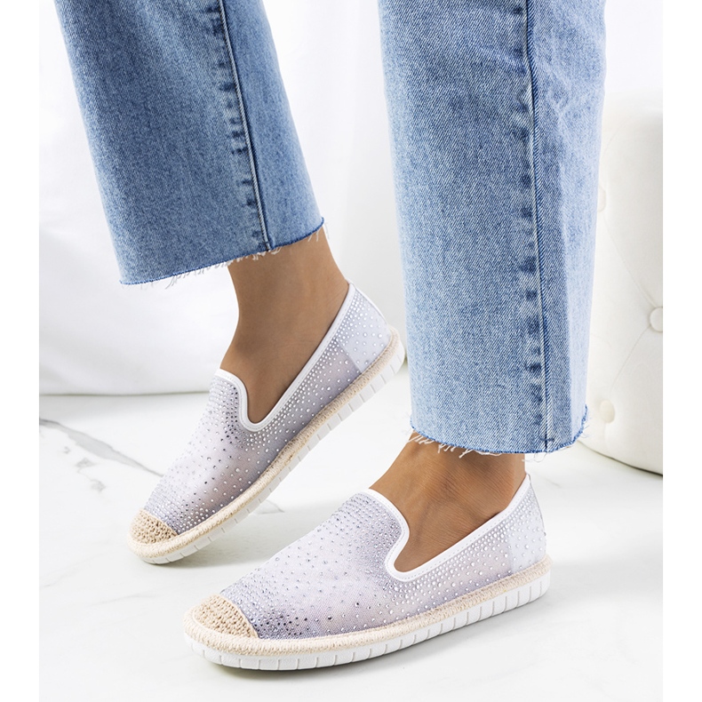 Vita espadrillor med Punter cubic zirconia 1