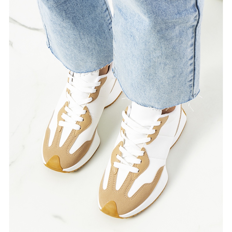 Beige Cohen damsneakers vit 1