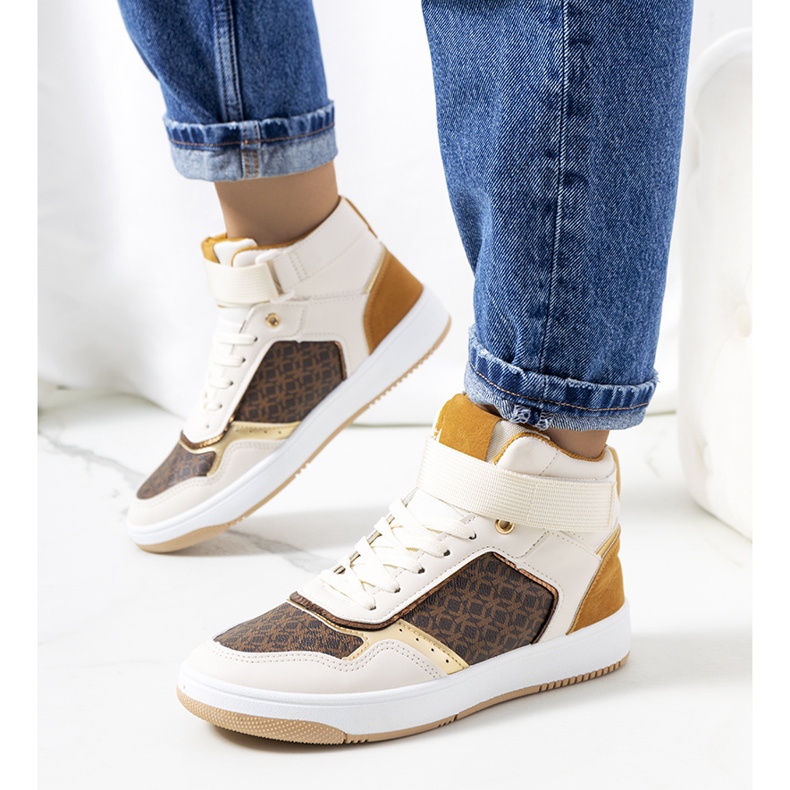 Beige ankelhöga sneakers från Emmers vit brun gyllene gul 1
