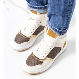 Beige ankelhöga sneakers från Emmers vit brun gyllene gul 2