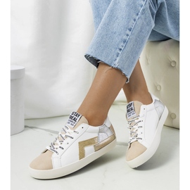 Amaal glänsande vita sneakers beige 1