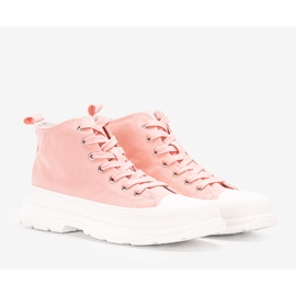 Rosa ankelhöga sneakers med Cherryl-plattform 1