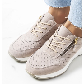 Zakiya sneakers i beige läder 1