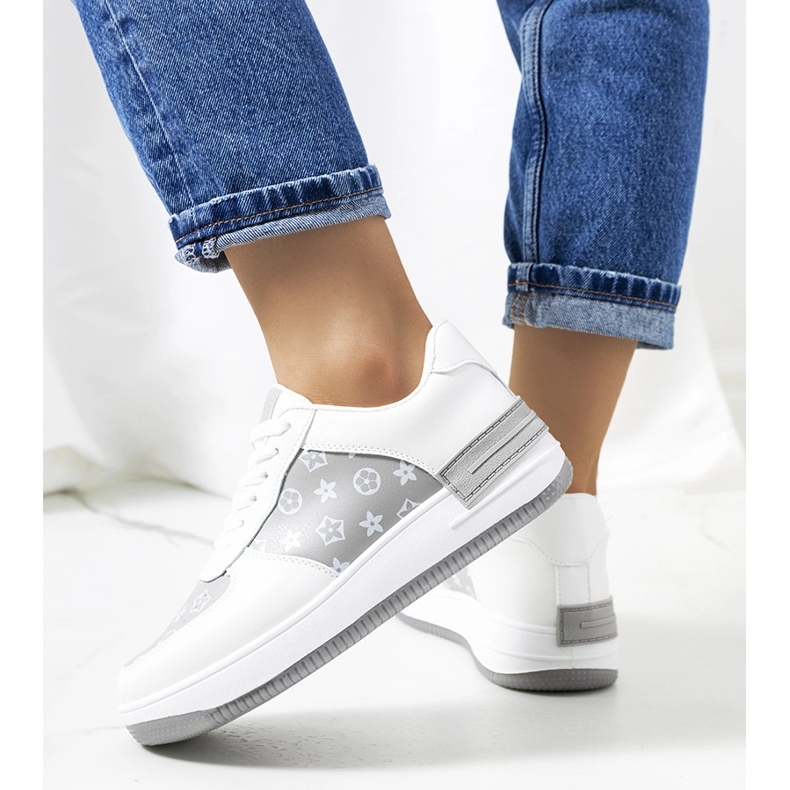 Djenna kvinnors vita och gråa sneakers 1