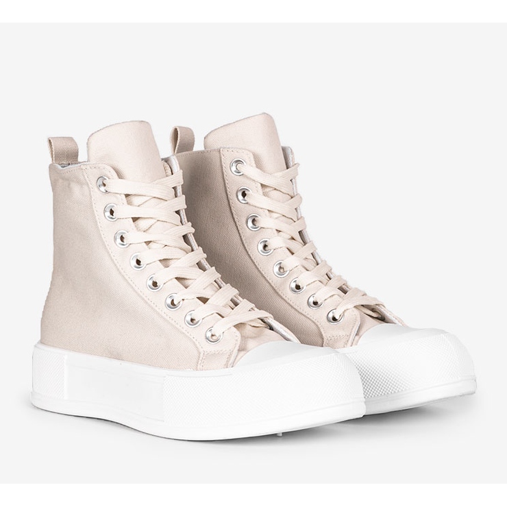 Beige sneakers på hög Natasha-sula 1