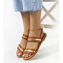 Hibbins bruna damsandaler gyllene 1