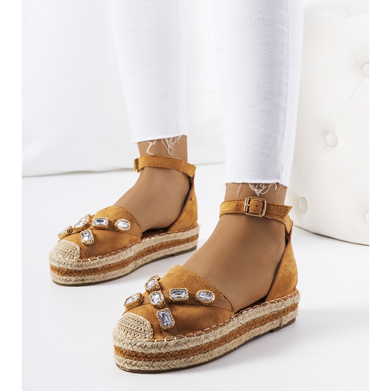 Bruna espadrillor med Taimi cubic zirconia 1