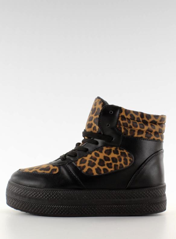 Sneakers dubbelsula LBS1231 svart-leopa 1