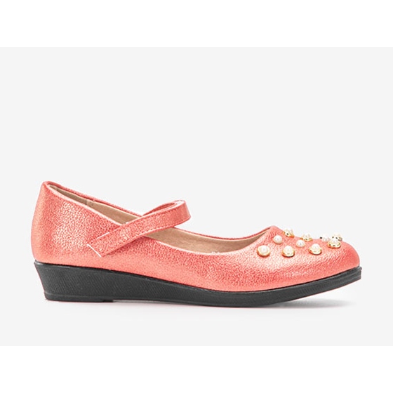 Röda barnballerinor med Silva-pärlor 2