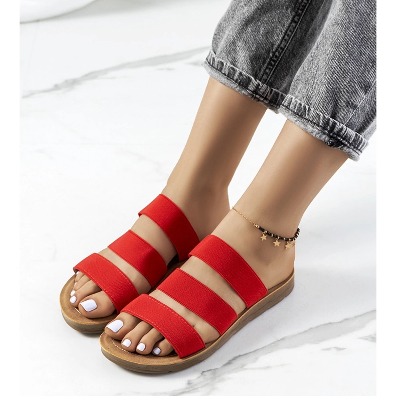 Röda Cremik tofflor för kvinnor 1