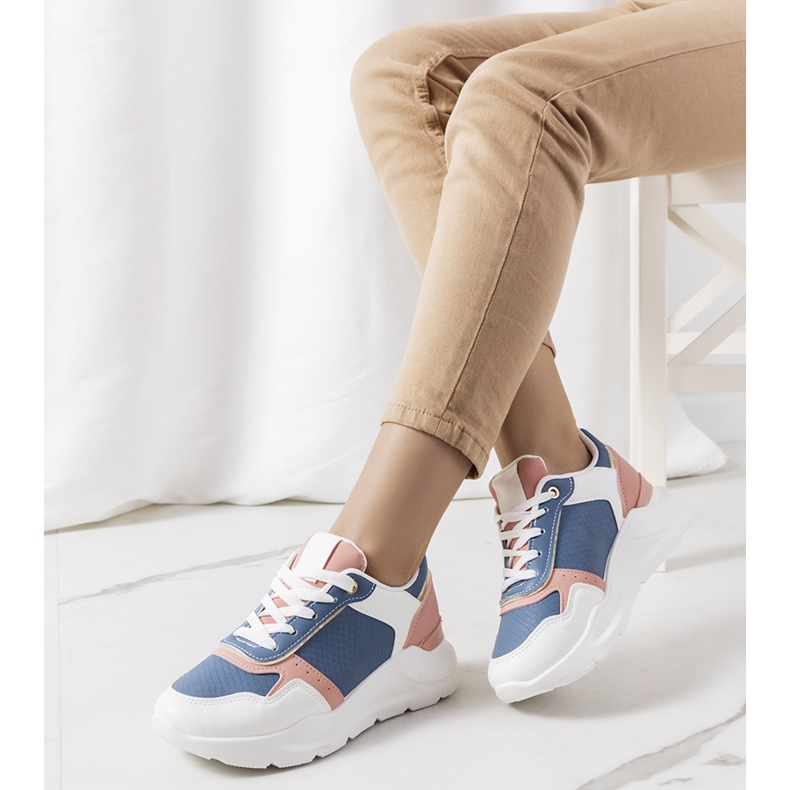 Pottin blå sneakers för kvinnor vit rosa 1