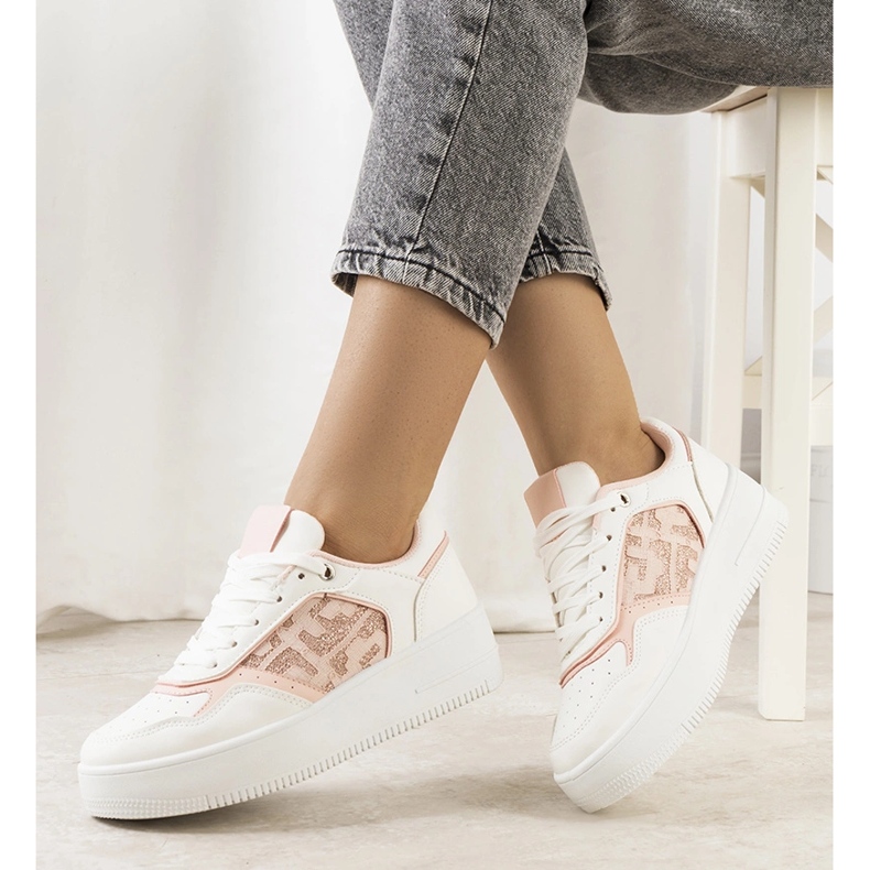 Rosa sneakers på Coronel-plattformen vit 1