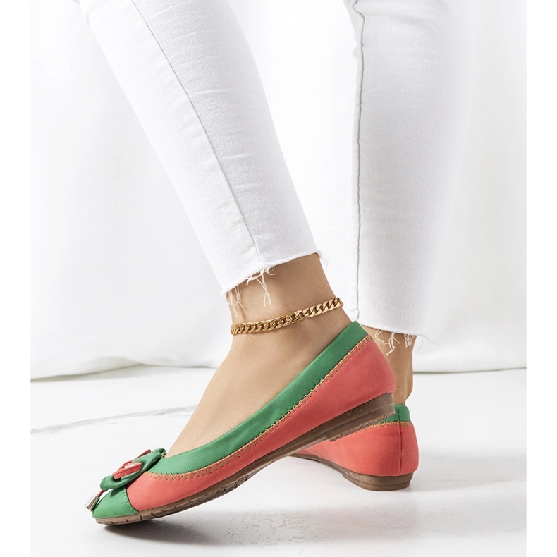 Gröna ballerinor med rosett från Eske 1