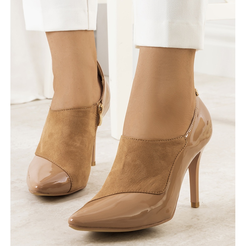 Beige pumps med Alcanassa dragkedja 1