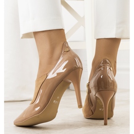 Beige pumps med Alcanassa dragkedja 2