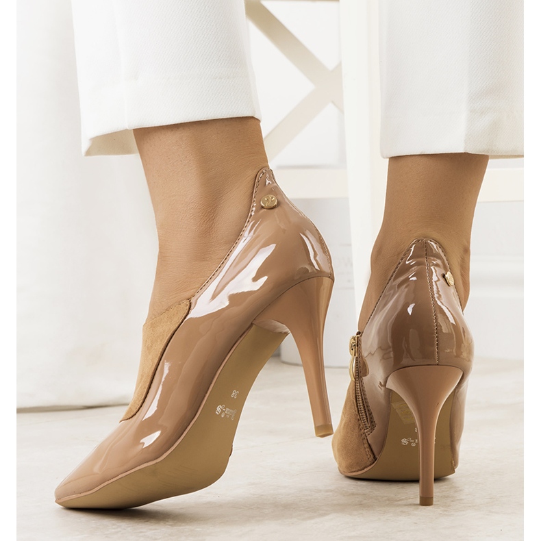 Beige pumps med Alcanassa dragkedja 2