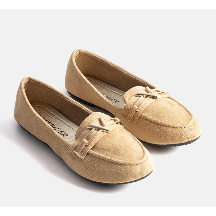 Beige Gimen loafers för kvinnor 1