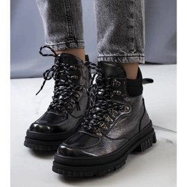 Prepo-stövlar i grått lack svart 1