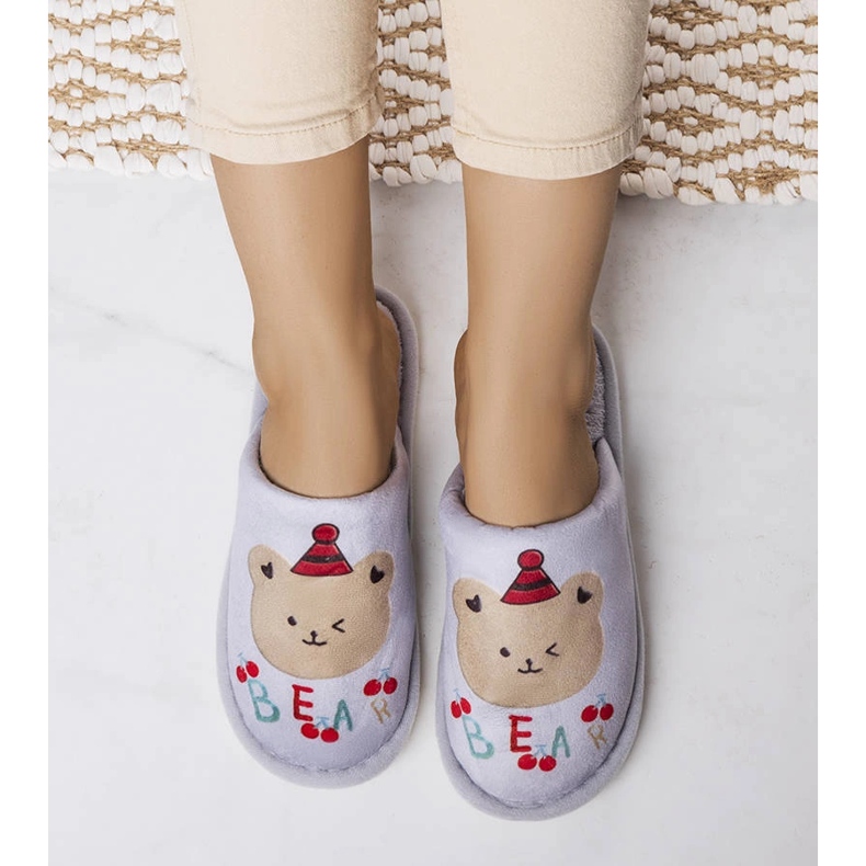 Gråa mjuka björntofflor 1