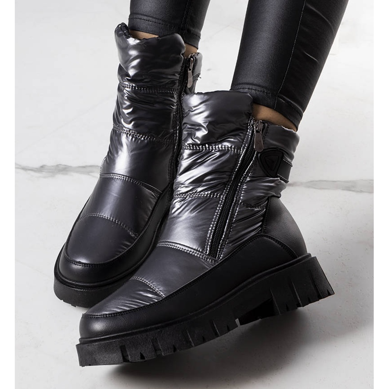 PA1 Koltso snöstövlar i silver för kvinnor svart silver- 1