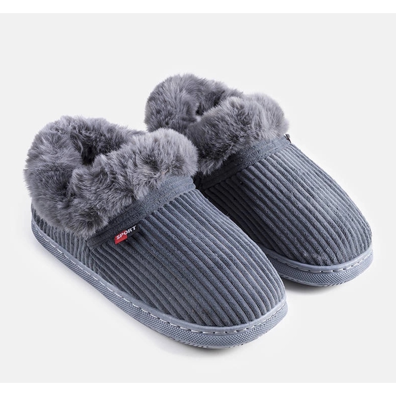 Ruest mäns grå höga tofflor 1