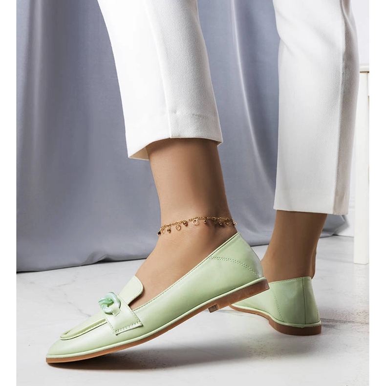 Bobbie kedjeprydda gröna loafers 1