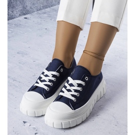 Marinblå platåsneakers från Bellemare 1