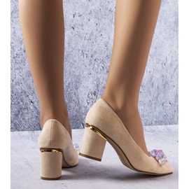 BM Cammile beige pumps dekorerade med kristaller 2