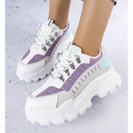 Grå chunky sneakers för dam vit 1