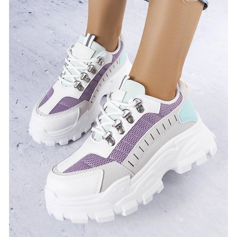 Grå chunky sneakers för dam vit 1