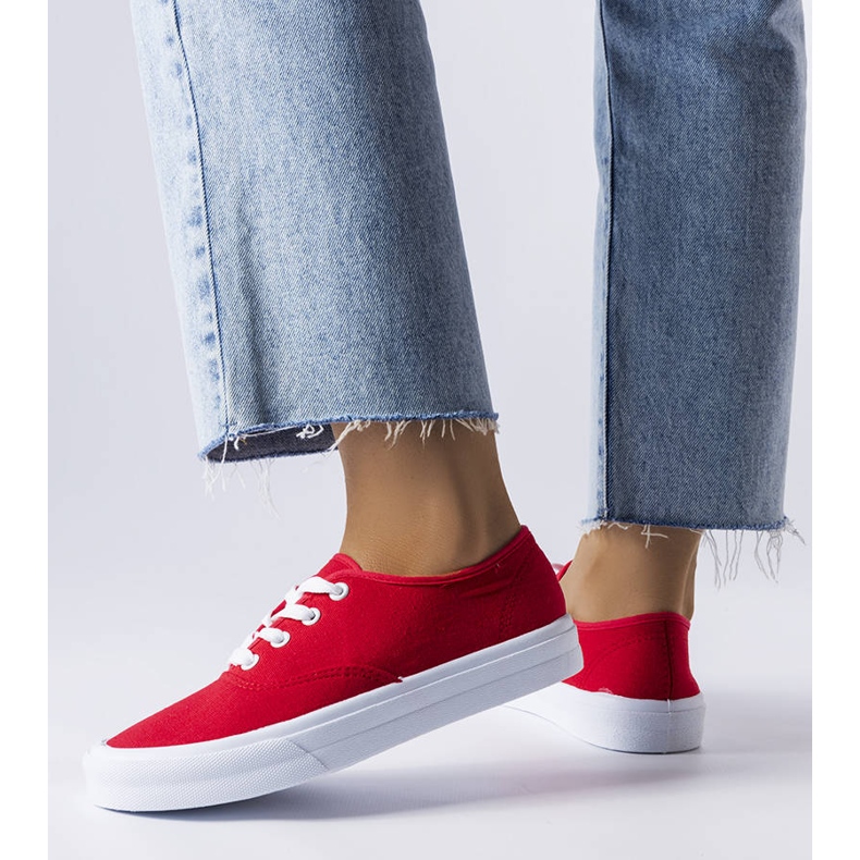 Fantina sneakers i rött tyg röd 1