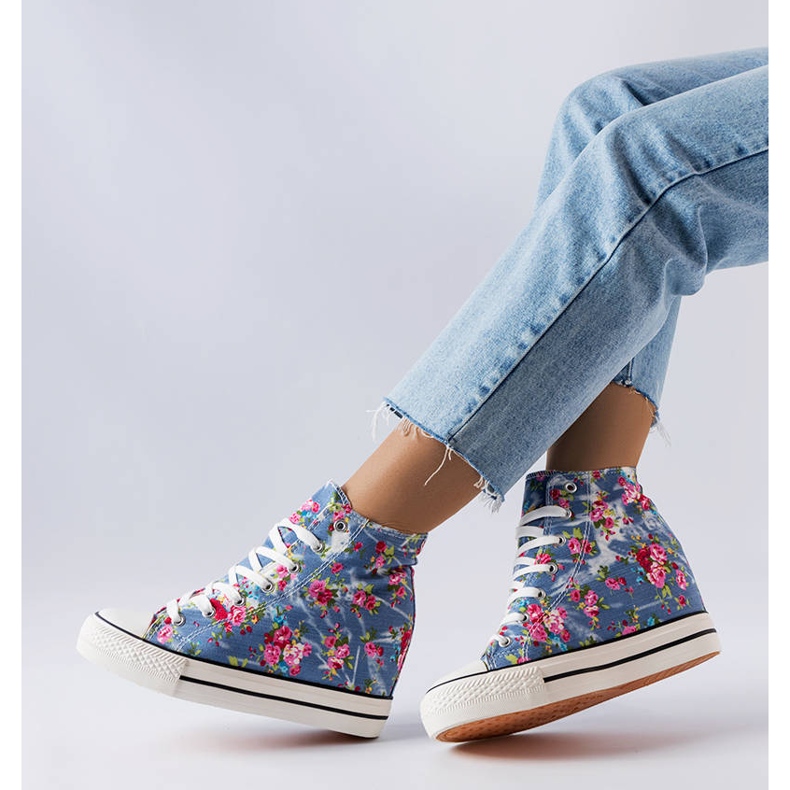 BM Blå blommiga wedge sneakers från Fouquet 2