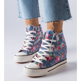 BM Blå blommiga wedge sneakers från Fouquet 1