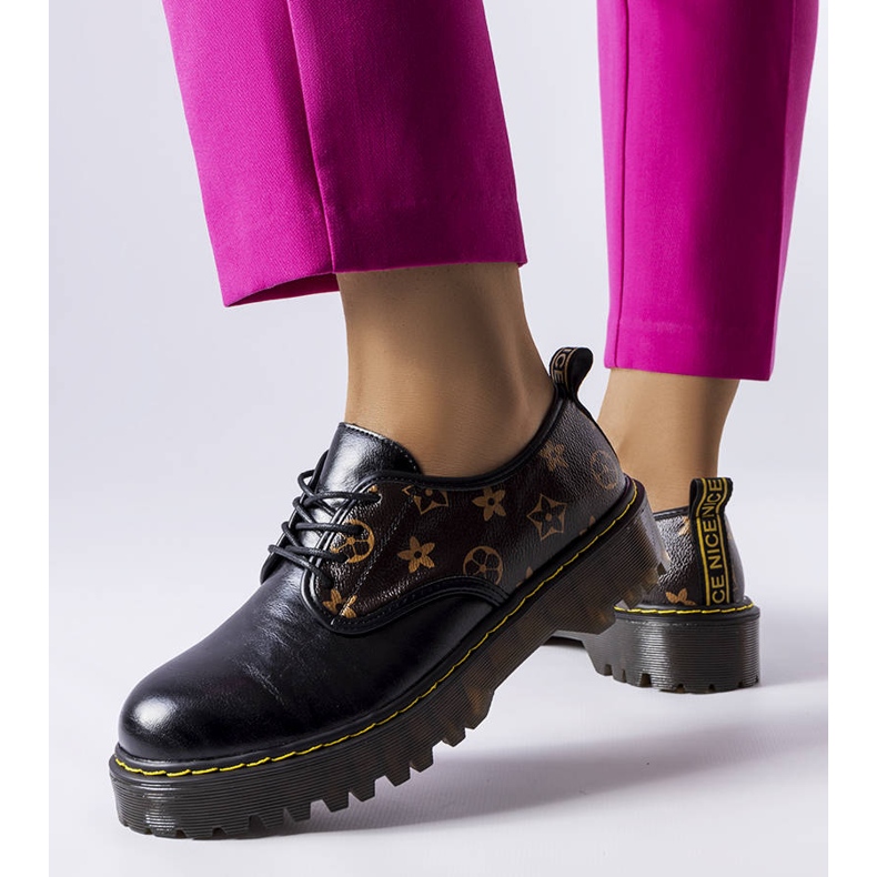 Eugenia svarta stövlar med bruna inlägg 1