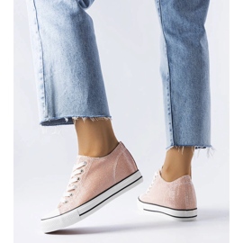 Crete rosa glitter wedge sneakers 1