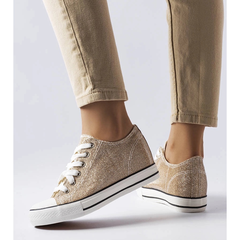 Kreta guld glitter wedge sneakers gyllene 1