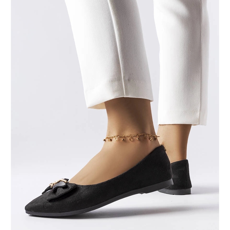 Jetté svarta spetsiga ballerinor 1