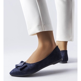 Marinblå ballerinor dekorerade med Rémy strass 1