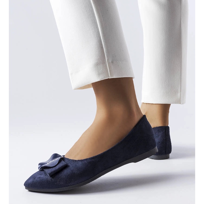 Marinblå ballerinor dekorerade med Rémy strass 1