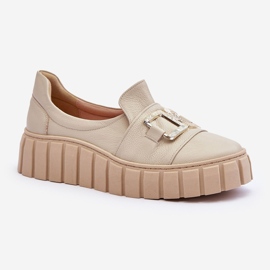 Lewski Shoes Skinnskor för kvinnor på plattformen Beige Lewski 3398 1
