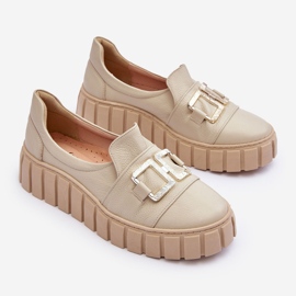 Lewski Shoes Skinnskor för kvinnor på plattformen Beige Lewski 3398 2