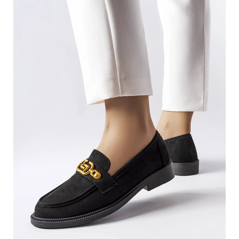 Svarta eleganta loafers med Ouellet-utsmyckning 1