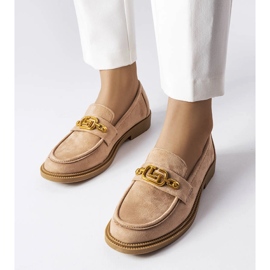 Beige eleganta loafers med Ouellet-utsmyckning 1
