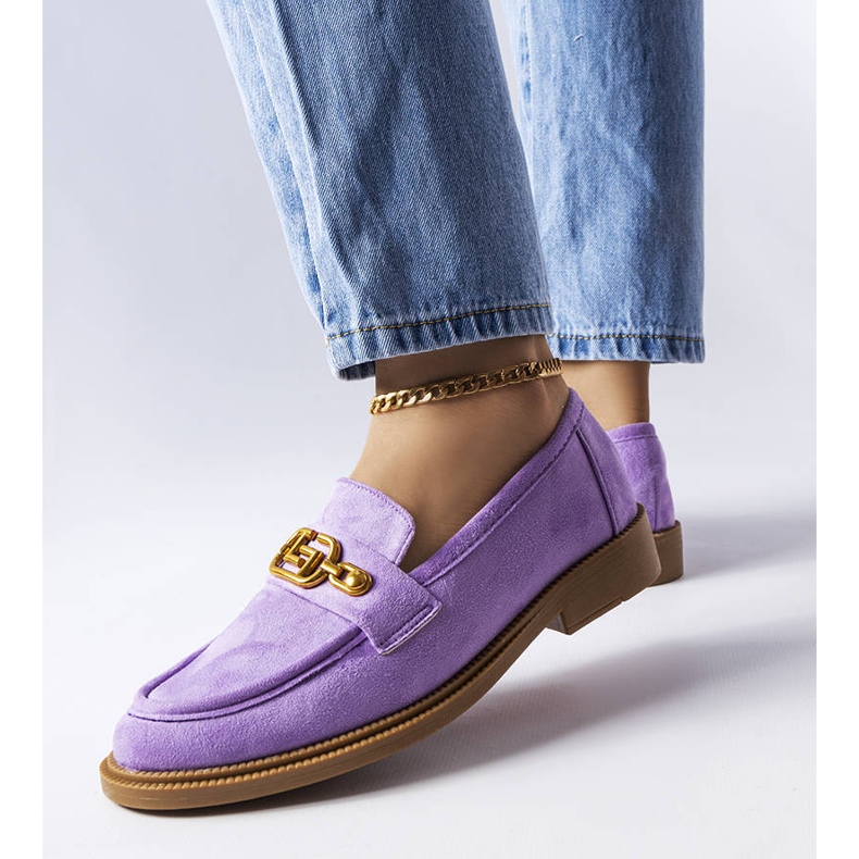 Lila eleganta loafers med Ouellet-utsmyckning purpur 1