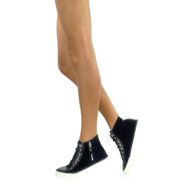 Ankelsneakers i marinblå sammet 1